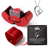 Fashion Jewelry Box Red Apple Christmas Gift Necklace Eternal Rose for Girls Mother's Day Valentine's Day Gifts with Artificial Flower Rose Flower Jewelry Box 