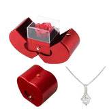 Mode smykkeskrin Rød æble julegave halskæde Eternal Rose til piger Mors dag Valentinsdag gaver med kunstig blomst Rose Blomster smykkeskrin 