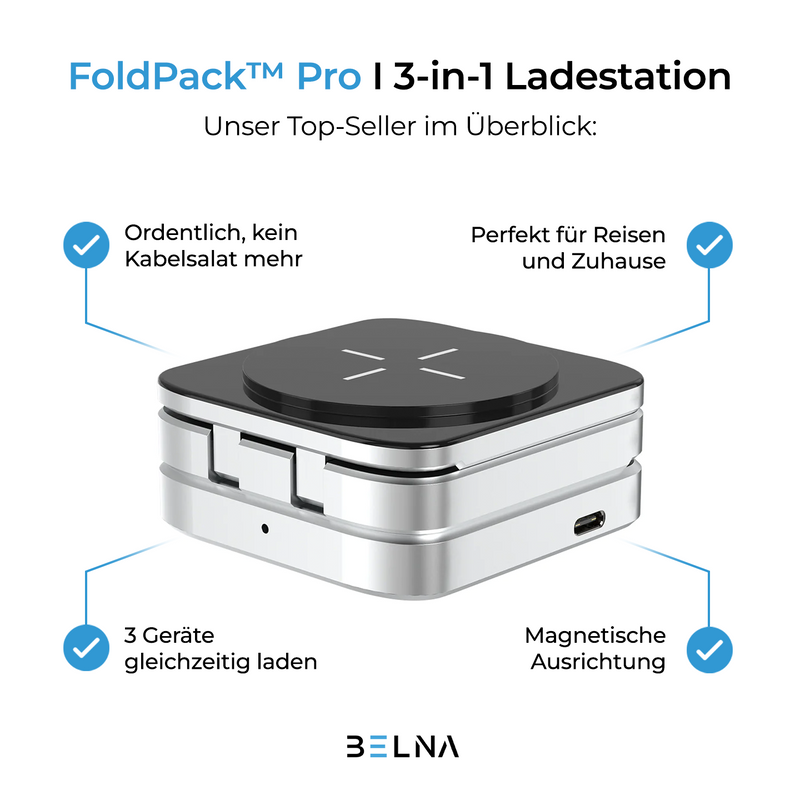 FoldPack™ Pro - 3-in-1 charging station 